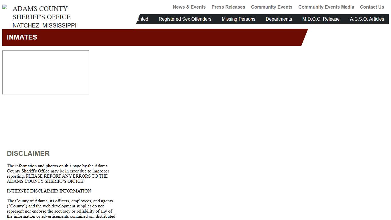 Inmate Roster Portal – Adams County Sheriff's Office